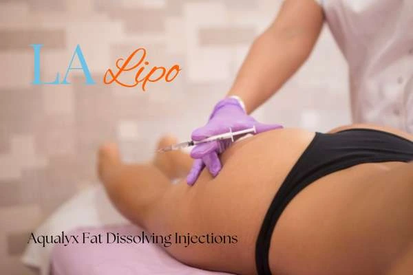 Woman having fat dissolving injections Bournville on thighs