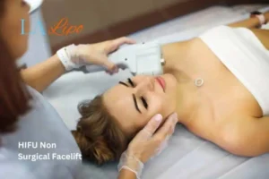 Woman having Hi-Fu to reduce wrinkles Bournville.
