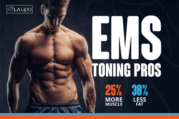 Image of man with sculpted stomach showing the fat loss and muscle gain of LA-EMS Body Sculpting Treatment Bournville